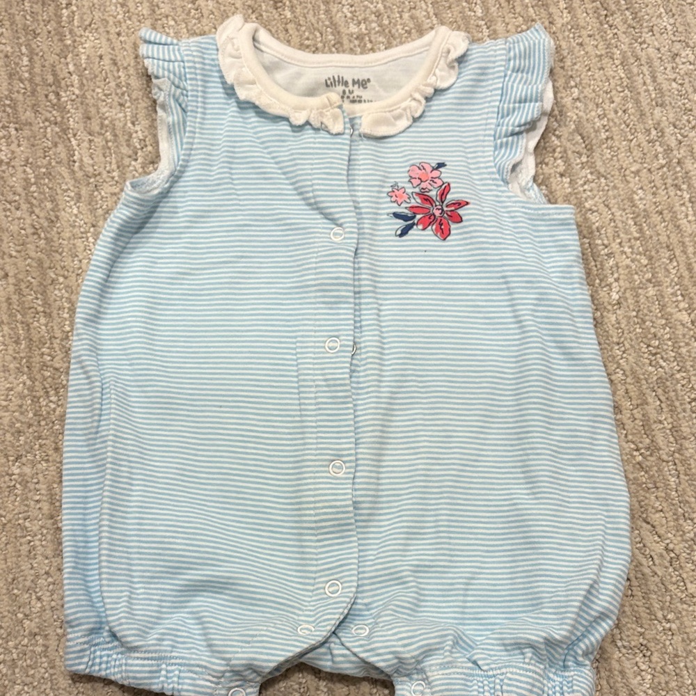 Little Me Blue and White Baby Outfit